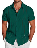 Men's slim fit short sleeve Hawaiian shirt with digital print pattern on elastic polyester fabric.