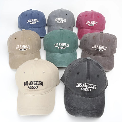 Personalised adult peaked cap with distressed letters embroidery in adjustable sizing