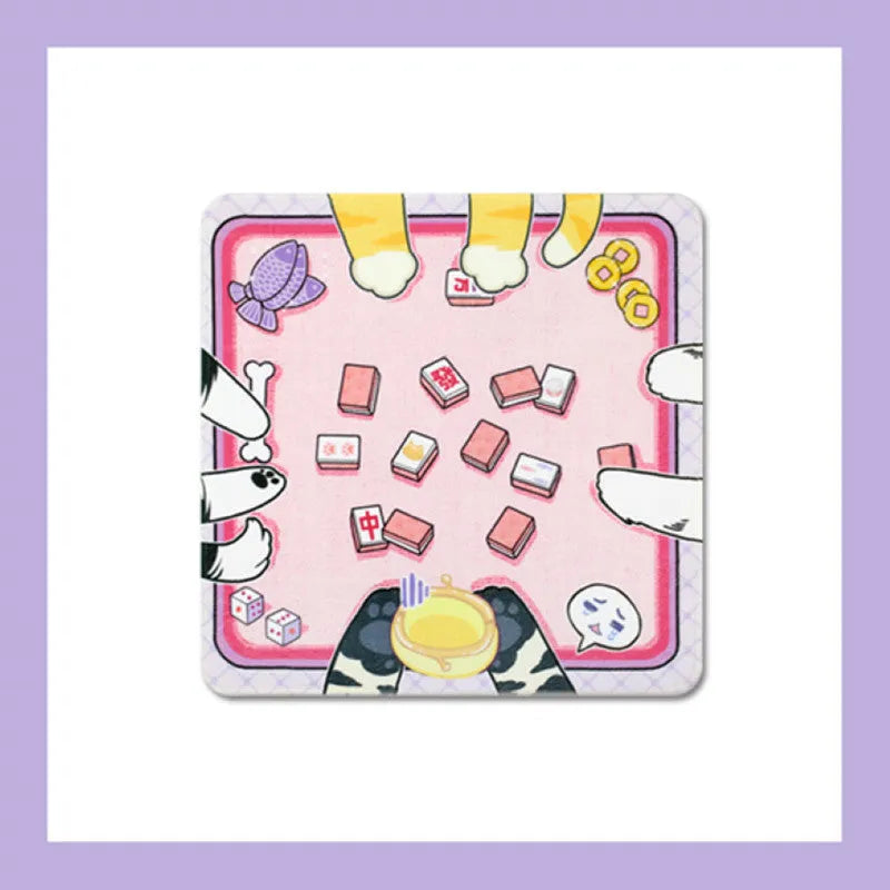 Cartoon non-slip floor mat for cat cage, soft flocking surface, TPR bottom, 45x65cm, gray cat design