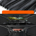 Retractable car sunshade curtain with roller shutter mechanism in thick opaque cloth material