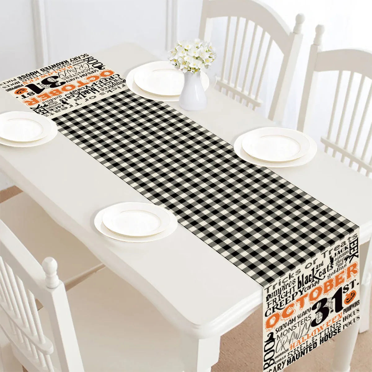 Halloween table runner single-sided bunting polyester linen-look fabric 30x182cm digital print