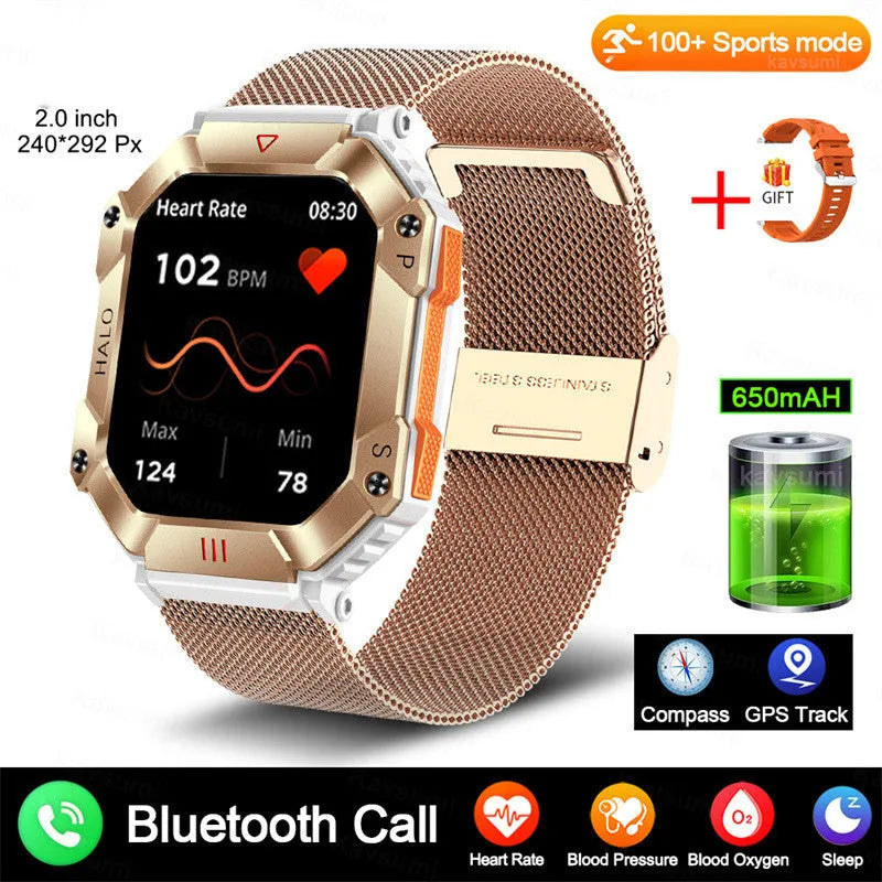Android smart watch for women with GPS, Bluetooth calling, on wrist with resin dial and titanium case.