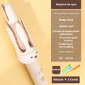 Beige anion automatic hair curler with hair stick on a white background