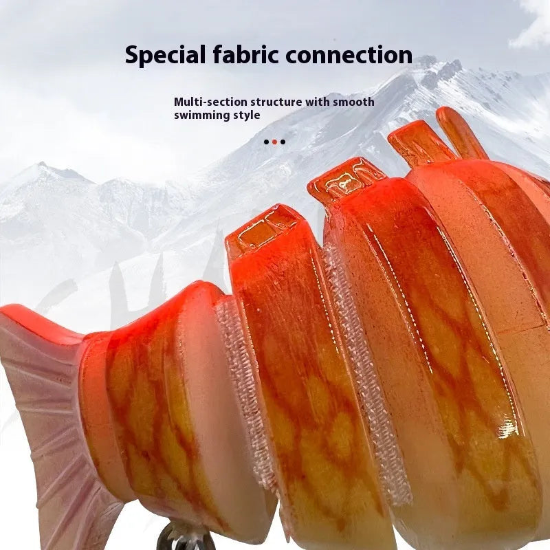 Multi-section tossing submerged simulation bait 5 pack in multi-colour metal plastic fishing lures