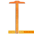 T-shaped plastic technical drawing ruler with 30cm length in transparent or orange yellow colour options