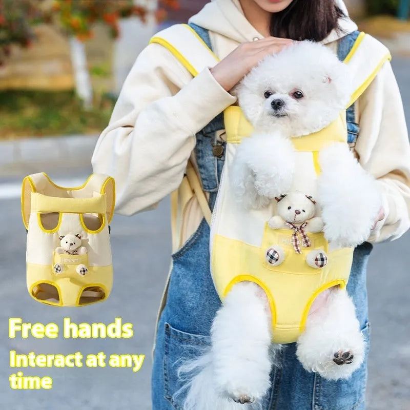Cartoon animal pattern pet carrier bag with canvas construction in multiple colour stitching options