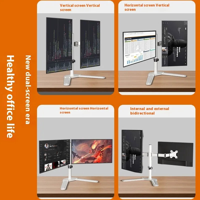 Dual-screen cold rolled steel monitor riser base bracket with lifting type mechanism in black