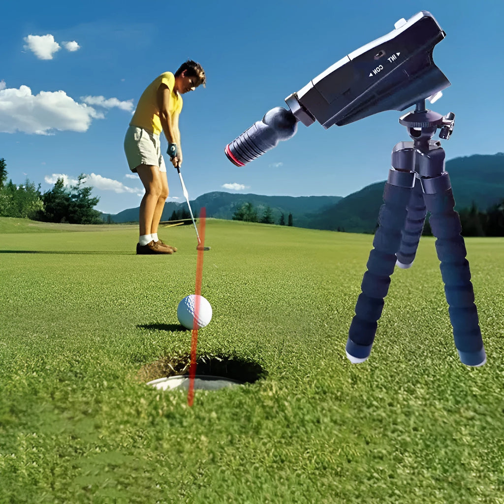 Golf putter laser aiming instrument with optional zipper case and tripod stand