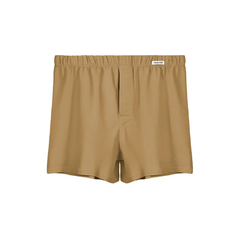 Men's loose-fitting cotton boxer shorts in solid colours with mid waist design for sports and loungewear