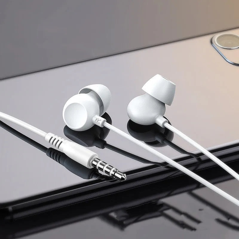 Wired in-ear earphones with 3.5mm plug, silicone tips, 1.2m TPE cable, black or white