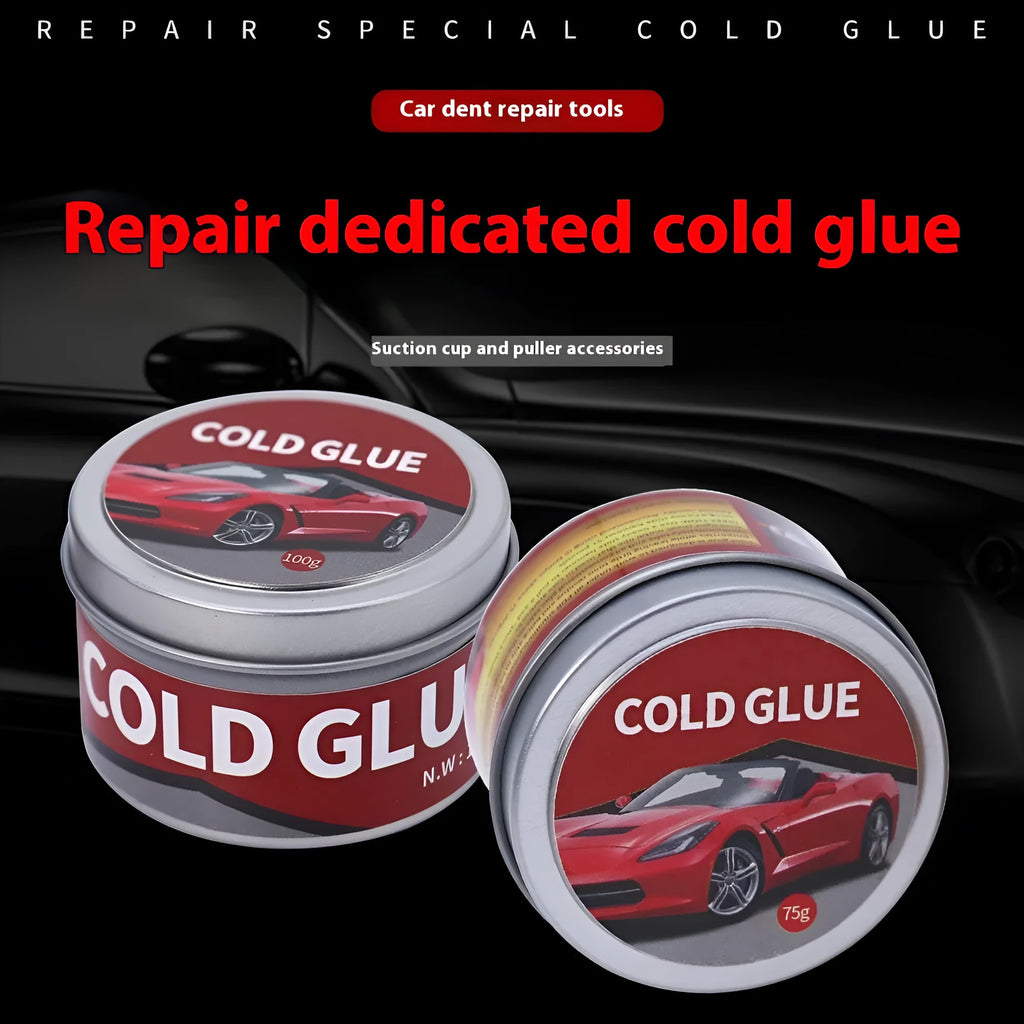 Container of special cold glue for automobile depression and dent repair.
