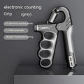 Adjustable electronic counter spring grip for fitness, shown with grey display.