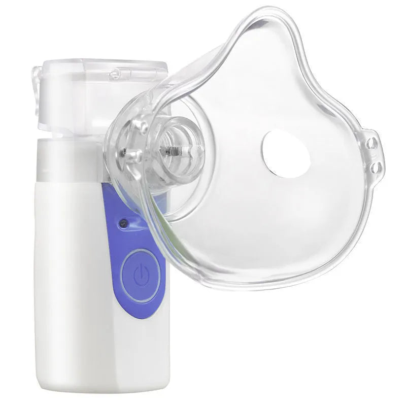 White columnar USB handheld nebuliser with single mist outlet for children's respiratory treatments