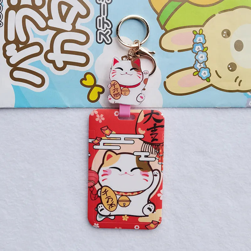 Lucky Cat Tens of Thousands of Blessings certificate in plastic sleeve with ferrule pendant, cartoon style