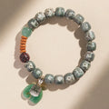 Jade green star moon bodhi bracelet unisex geometric 10mm natural stone handcrafted
