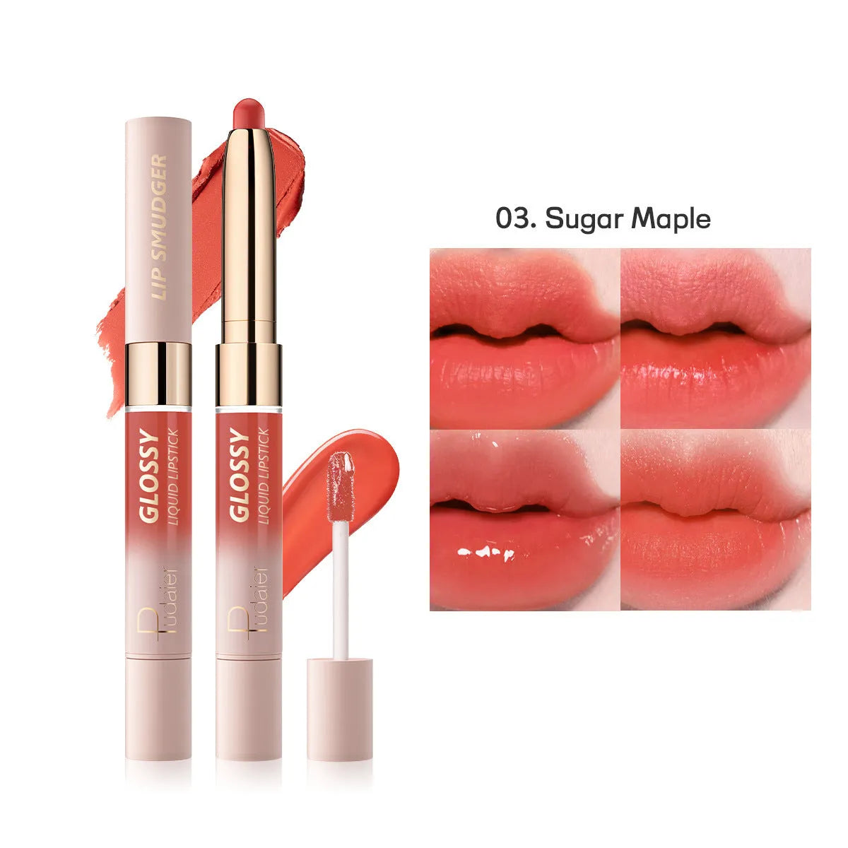 Double-headed lipstick lip gloss with matte finish in 10 colour options