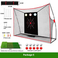 Golf swing wedge training net with straw practice mat and practice balls
