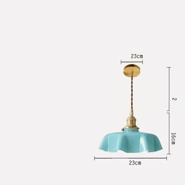 Medieval brass flower bud French chandelier with glass body and adjustable chain in light blue colour option