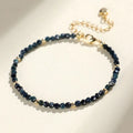 Blue tourmaline bracelet with 3mm cut beads and spacer bead design for women