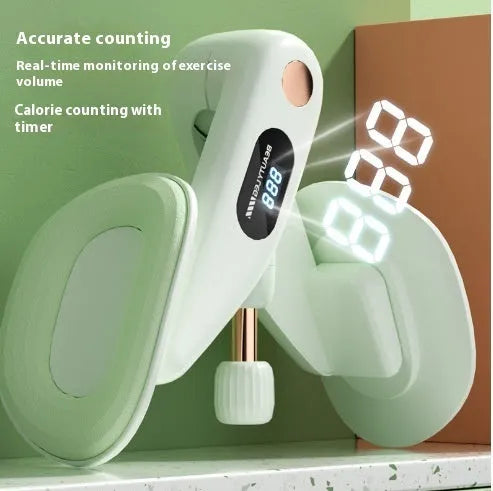 Pelvic floor muscle trainer device with electronic display, shown in grey colour option