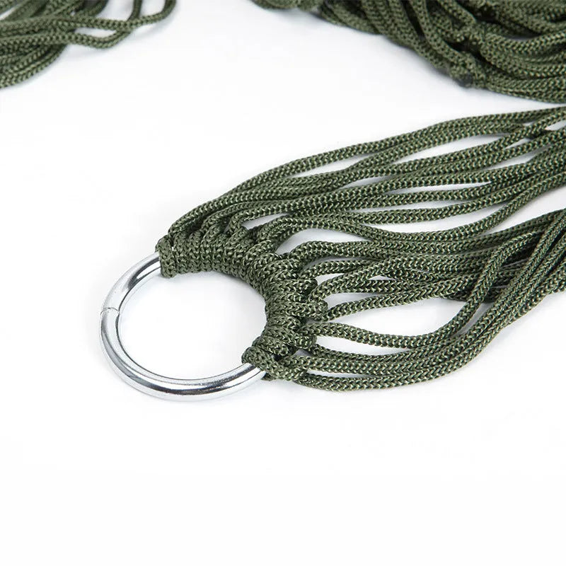 9-strand nylon rope hammock in red, blue, green, orange or army green, portable outdoor swing bed with 100 maximum load