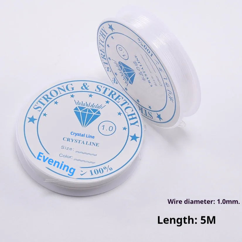 Clear white elastic fishing line spool for jewellery making with six diameter options