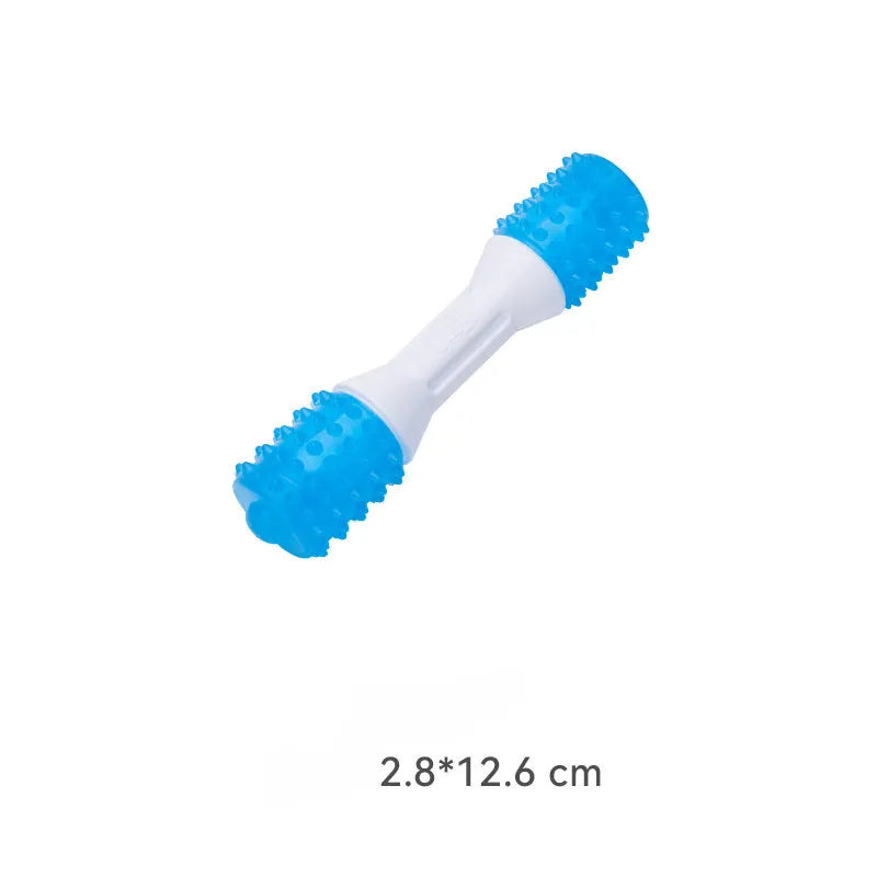 TPR rubber dog teething chew toy with dual hardness textures for puppies aged 2-8 months