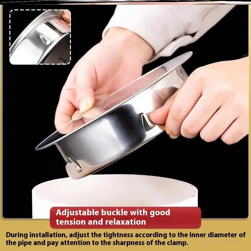 Stainless steel deodorant floor drain seal cover for 201-to-160 tube plug fittings