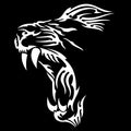 Black and white tiger head bumper sticker on car window, 23.4x28.8 cm PVC decal