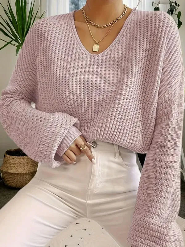 Women's solid colour long sleeve polyester pullover casual top shown in available colours.