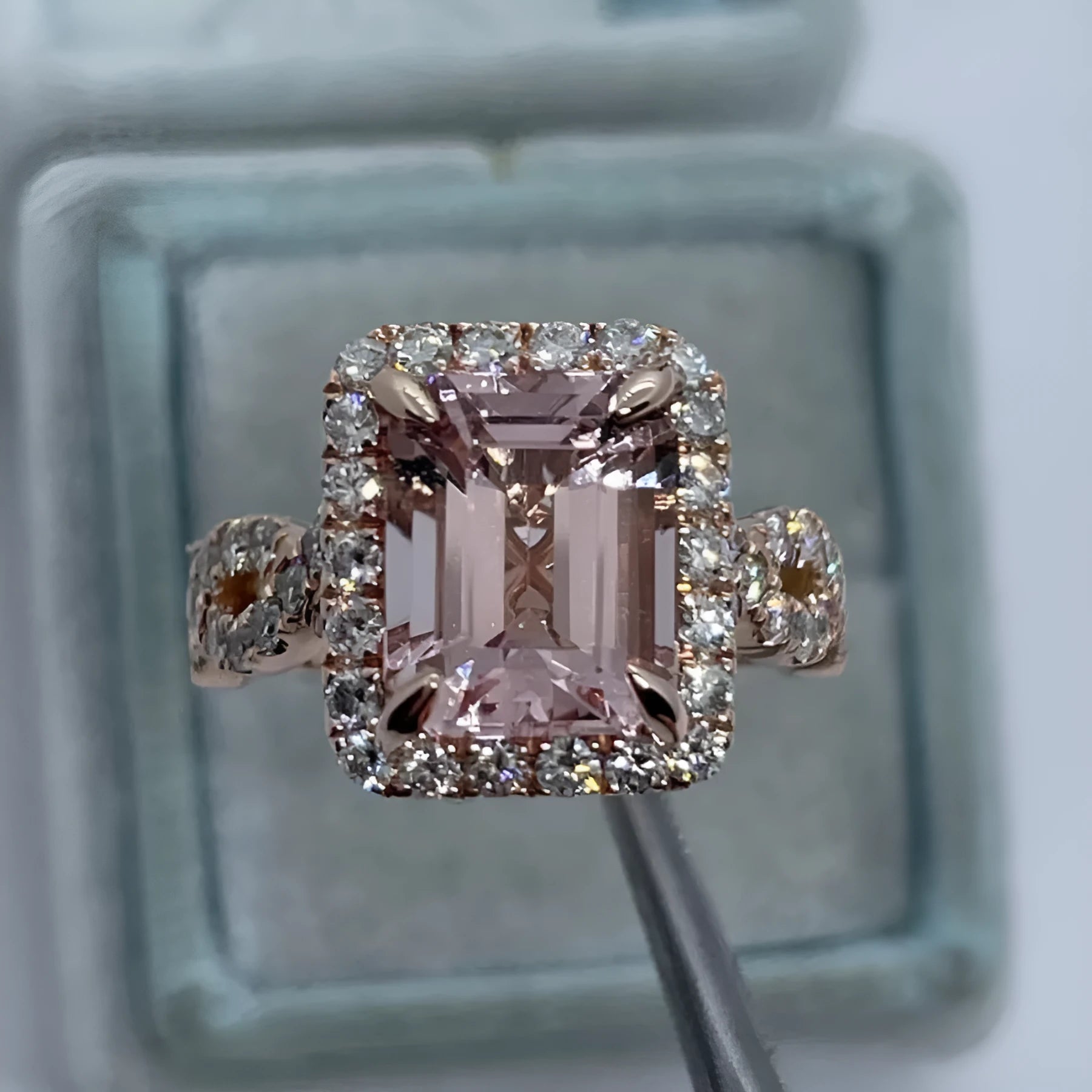 Geometric rose gold alloy fashion ring showing clean lines and electroplated finish