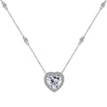 925 silver peach heart zircon necklace with clavicle chain, pink finish, love heart pendant