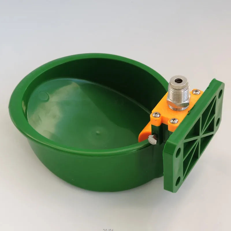 Green plastic automatic drinking bowl for sheep farm hydration system