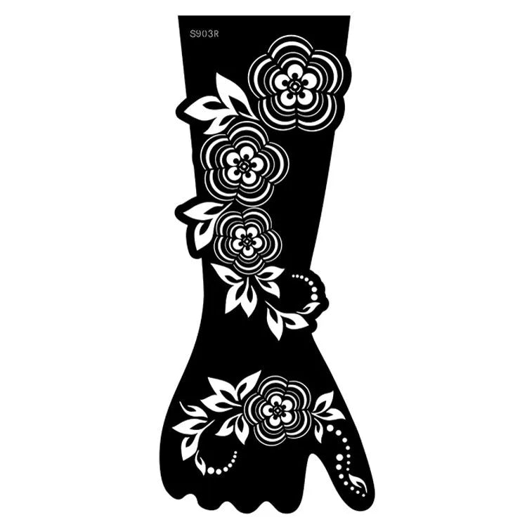 Geometric hollow template tattoo stickers showing intricate paper carving designs for stencilling