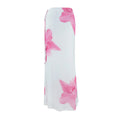Summer women's double-layer tie-draped long pencil skirt in milk silk fabric, pink colour, front view