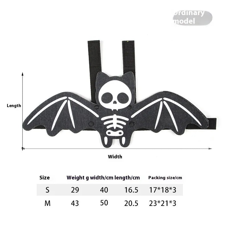 Halloween batwing costume for cats in felt material with multiple colour options