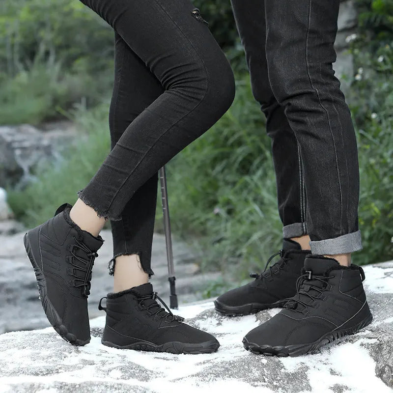 Outdoor sports cotton shoes winter warm slip-on boots Oxford cloth non-slip rubber outsole artificial plush lining colours black blue gray