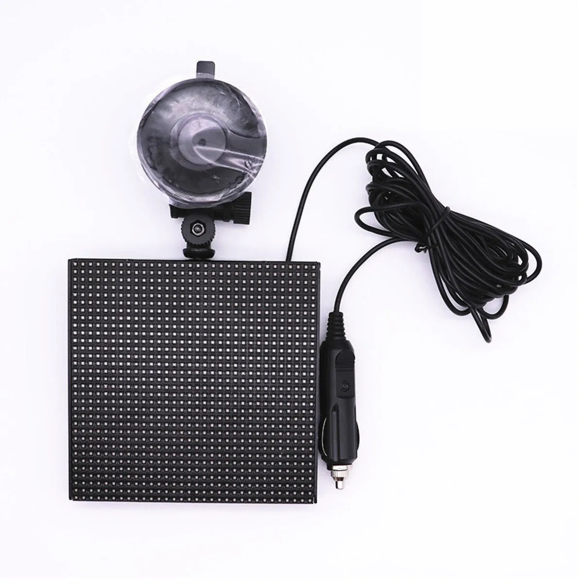 Bluetooth wireless LED car display screen with aluminium frame showing colourful animation projection