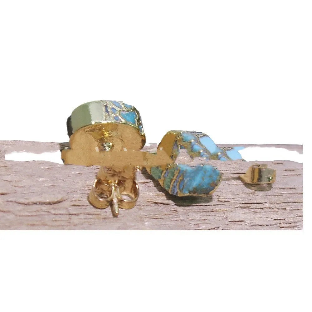 Handmade natural stone bohemian style stud earrings with irregular cut stones in ER1031 colour