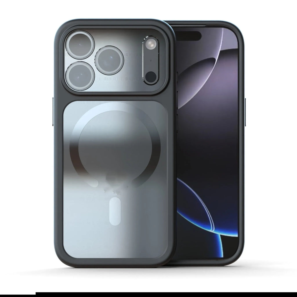 Two-in-one magnetic phone case for iPhone 17 Pro Max in black with PC TPU construction and visible magnetic ring