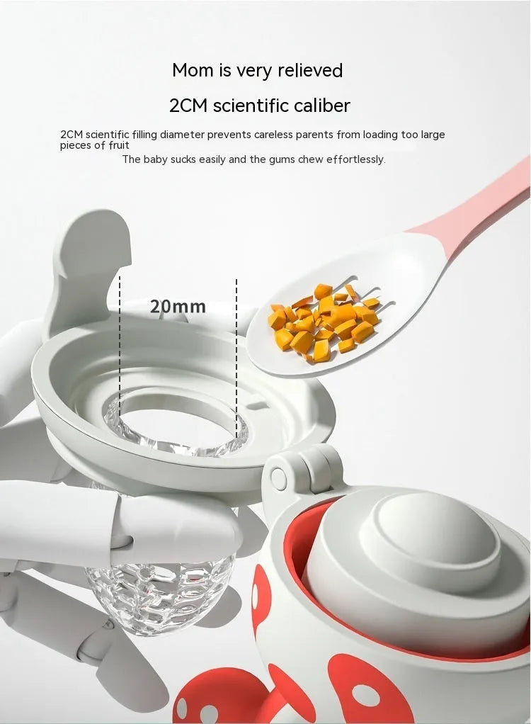 Happy Bite baby teether fruit feeder in transparent edible silicon with hand guard
