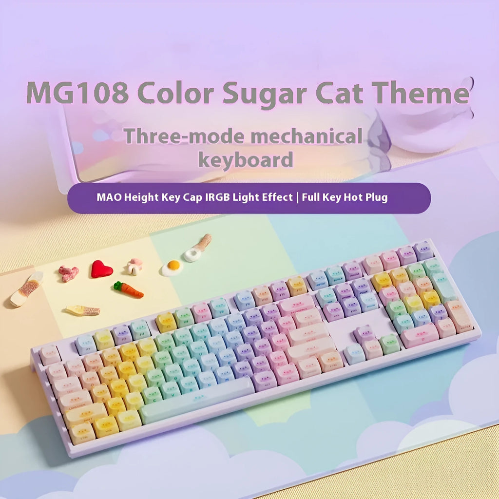 MG108B colour Sugar Cat design Bluetooth mechanical keyboard with piano switches