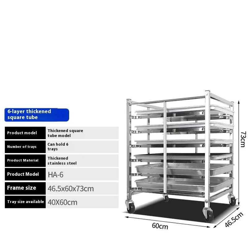 Stainless steel six-layer baking tray rack for 40x60cm commercial oven trays