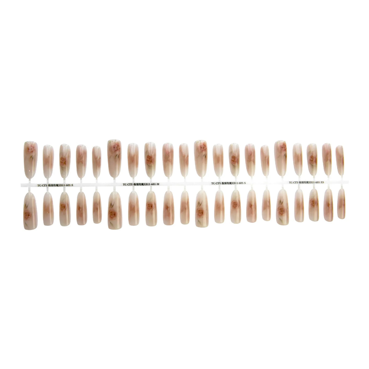 Pink mist rose ancient style rose flower nail stickers, prolate ellipse, ultra-thin seamless, 40pcs set for ladies nail art