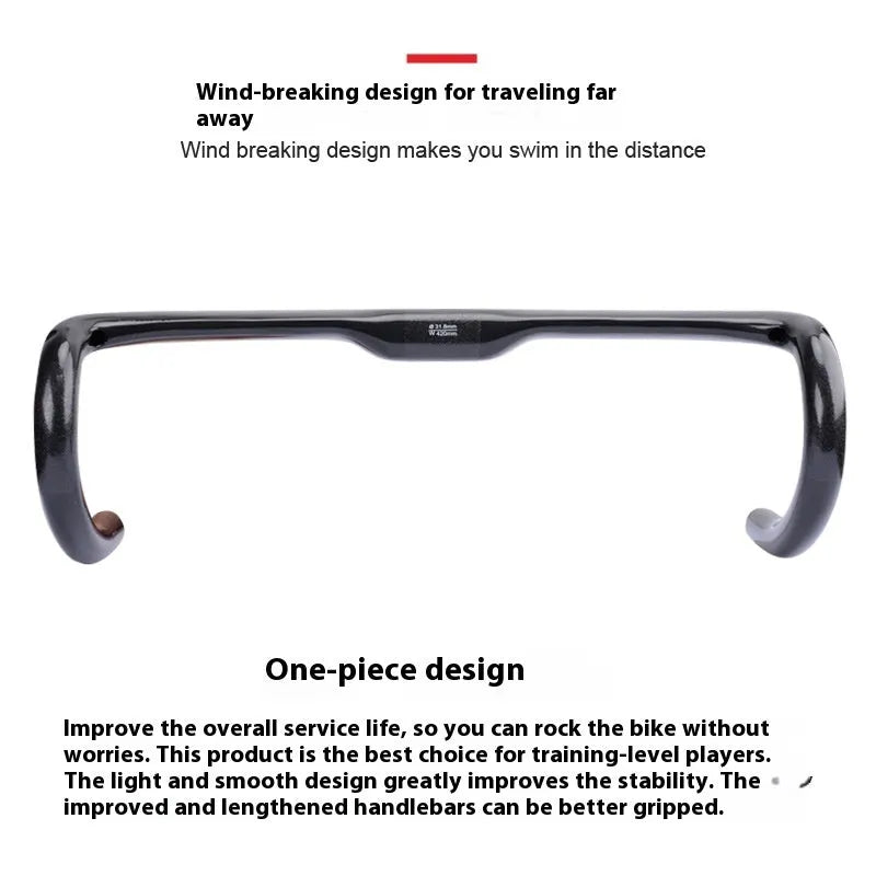 Carbon fibre road bicycle drop handlebar in Black Grey Silver showing Matte and Bright finish options at 400mm 420mm 440mm widths