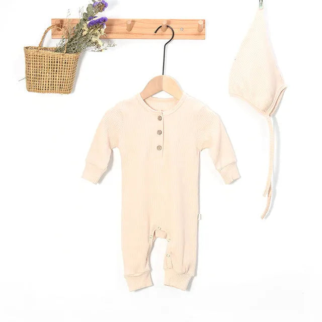Cotton denim baby jumpsuit for newborn girls, long sleeve, autumn winter outfit, available in multiple colours
