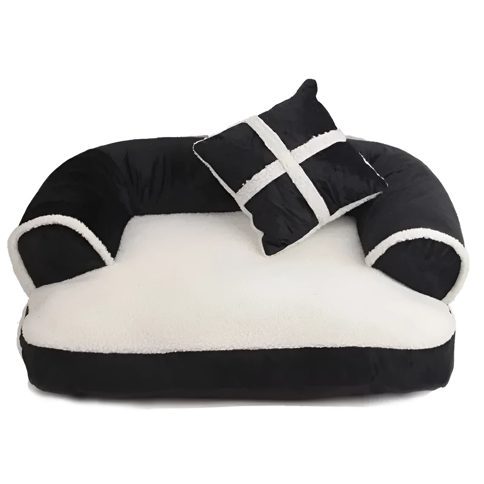Soft dog bed cat sofa classic England style winter warm sleeping bed in brown colour with raised rim nest design