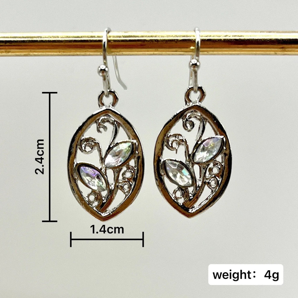 Silver leaves design earrings with embedded colourful moonstone gemstone for women