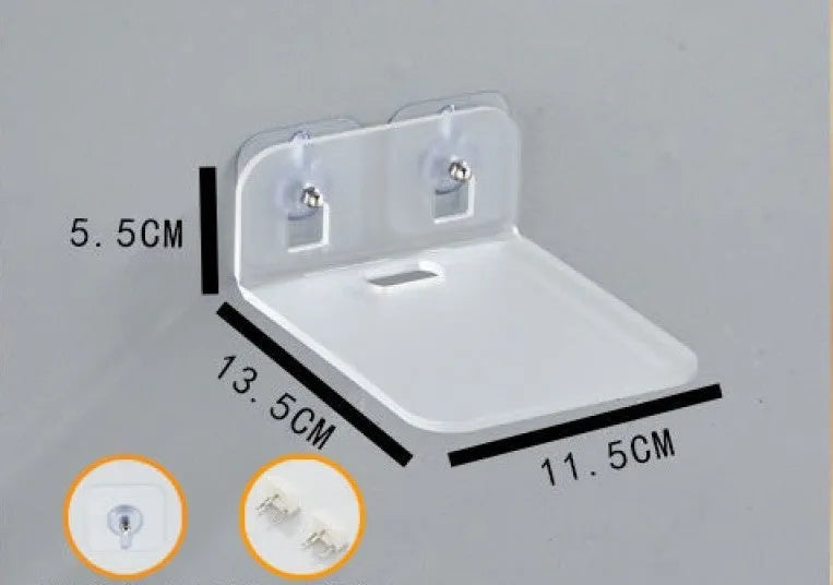 Acrylic right angle camera shelving bracket in black, 13.5x11.5x5.5cm, for no-drill wall mount