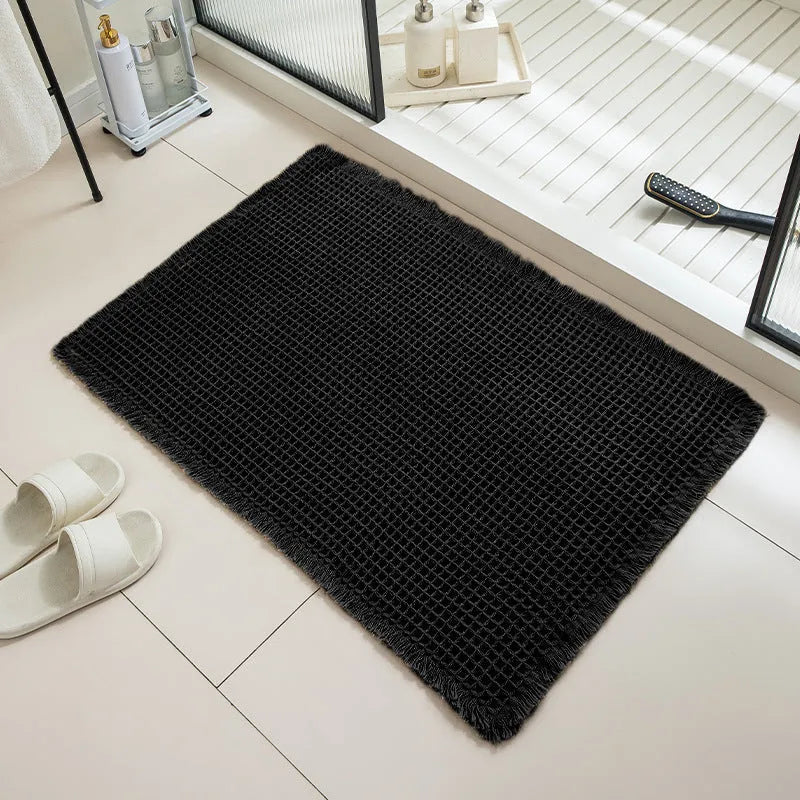Checkered pattern non-slip bathroom floor carpet in a choice of colours and sizes